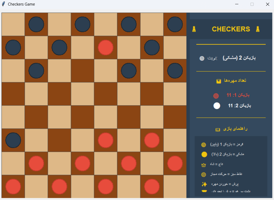 بازی چکرز - پروژه پایتون با Tkinter